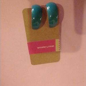 Teal green hooped earrings
